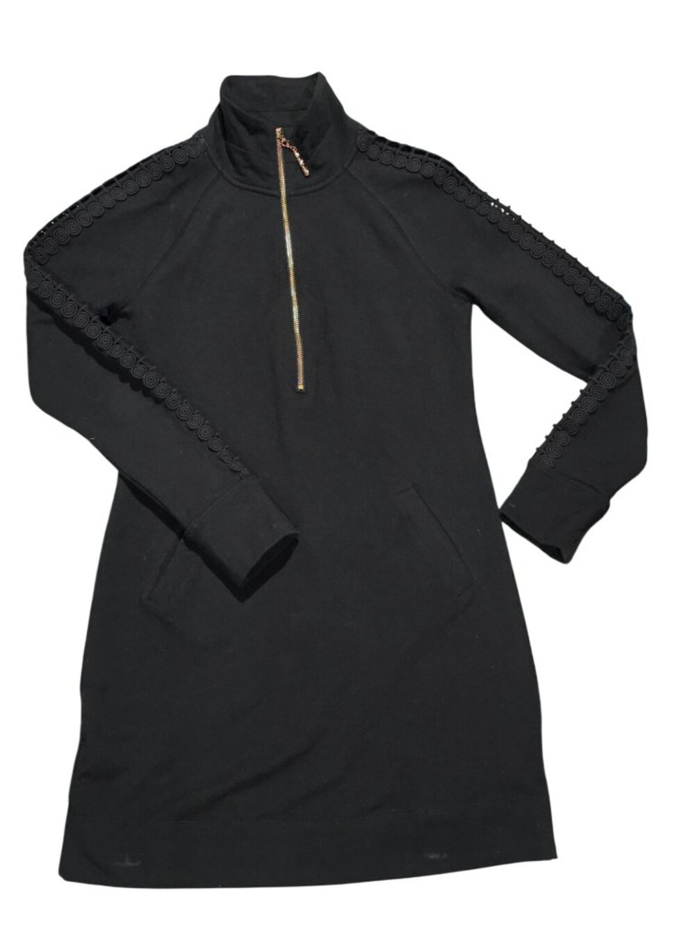 Lilly Pulitzer Onyx Black Skipper Popover Lace Embroidered Sleeve Dress Sz XXS - Picture 2 of 7